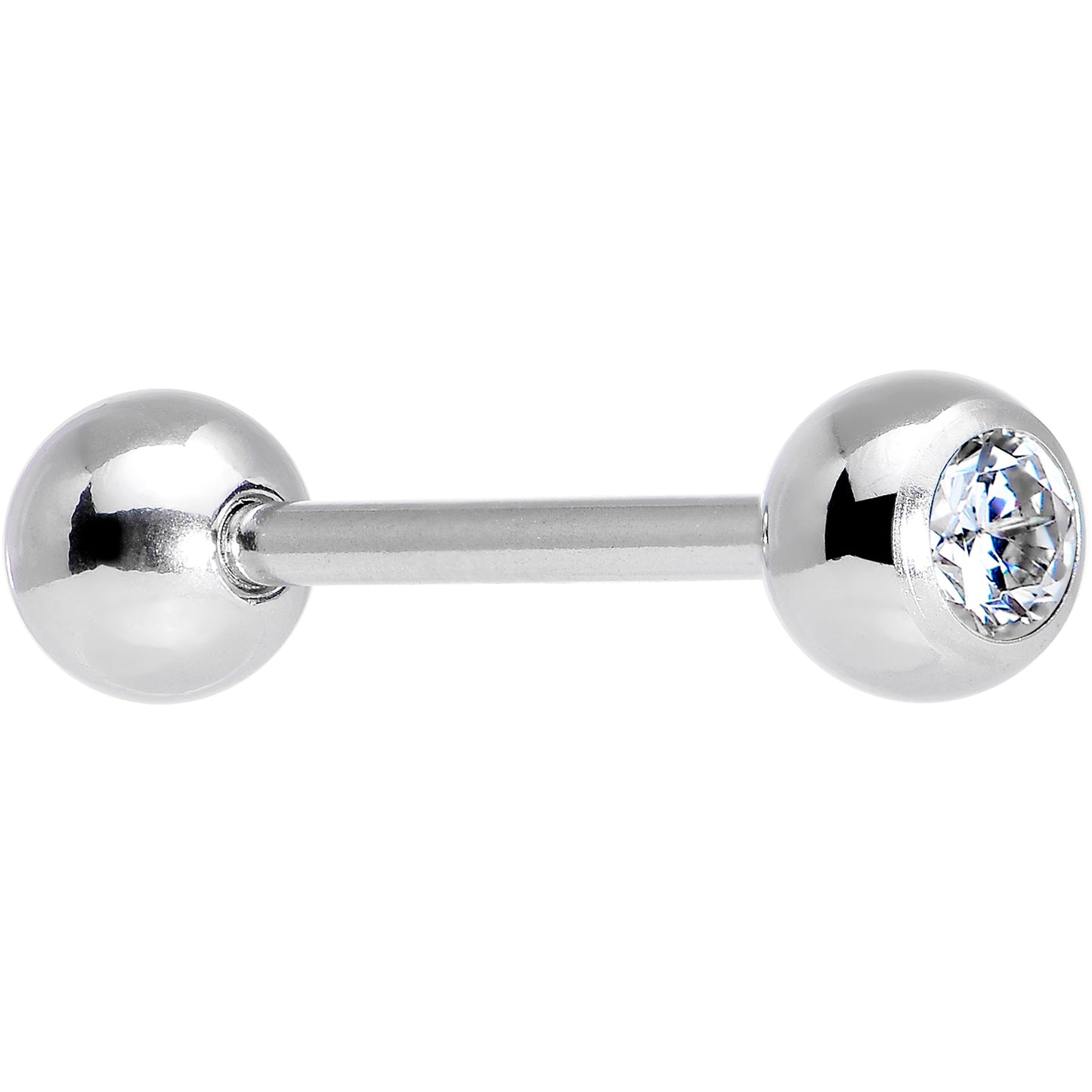 Solid 14k White Gold CZ Solitiare Barbell Tongue Ring 14G 5/8