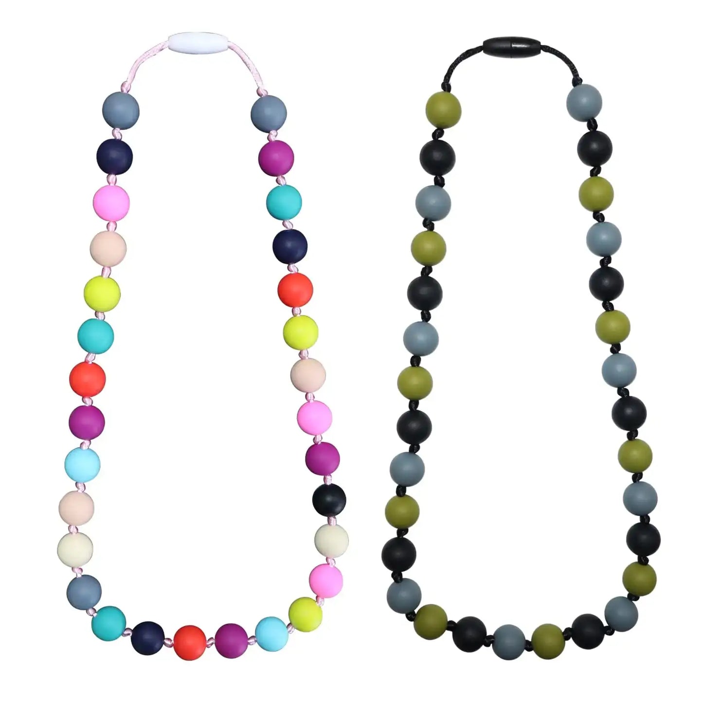 Chew Necklaces for Sensory Kids 2PCS Silicone Chewy Necklace for Autistic Children Chewing Silicone Fidget Necklace for Boys Girls with Autism