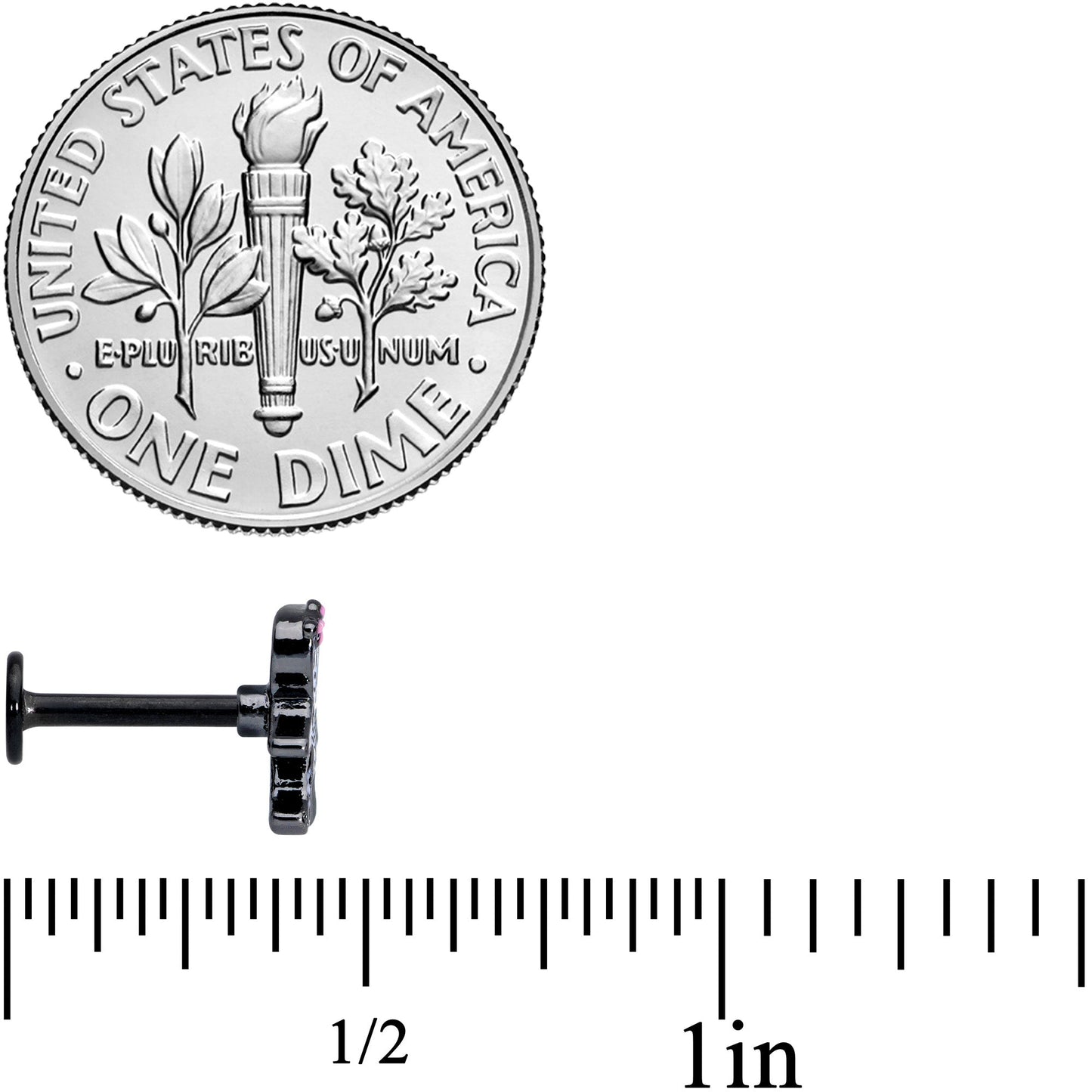 16G 5/16 Black Skeleton Girl Halloween Labret Monroe Tragus