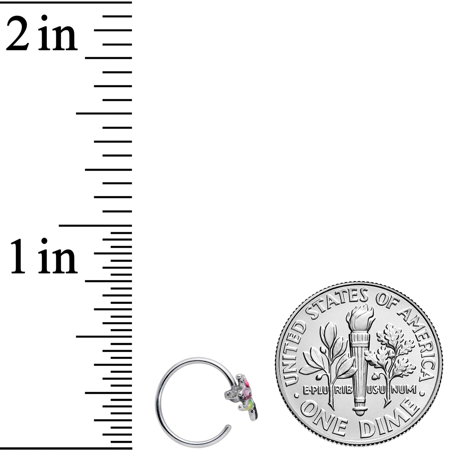 20G 1/4 Green Purple Tropical Flower Nose Hoop