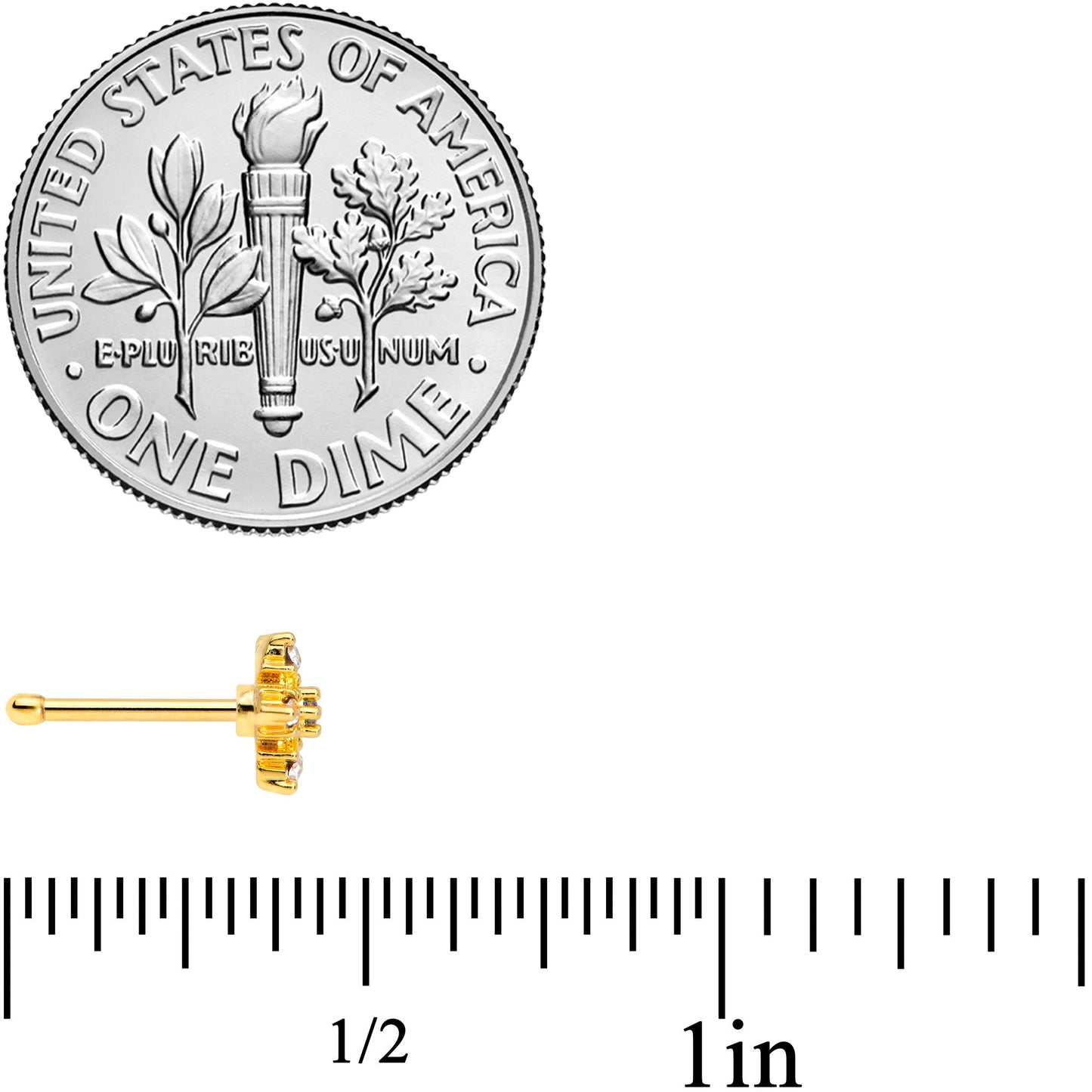 20G 1/4 Blue CZ Gold Tone Snowflake Christmas Nose Bone