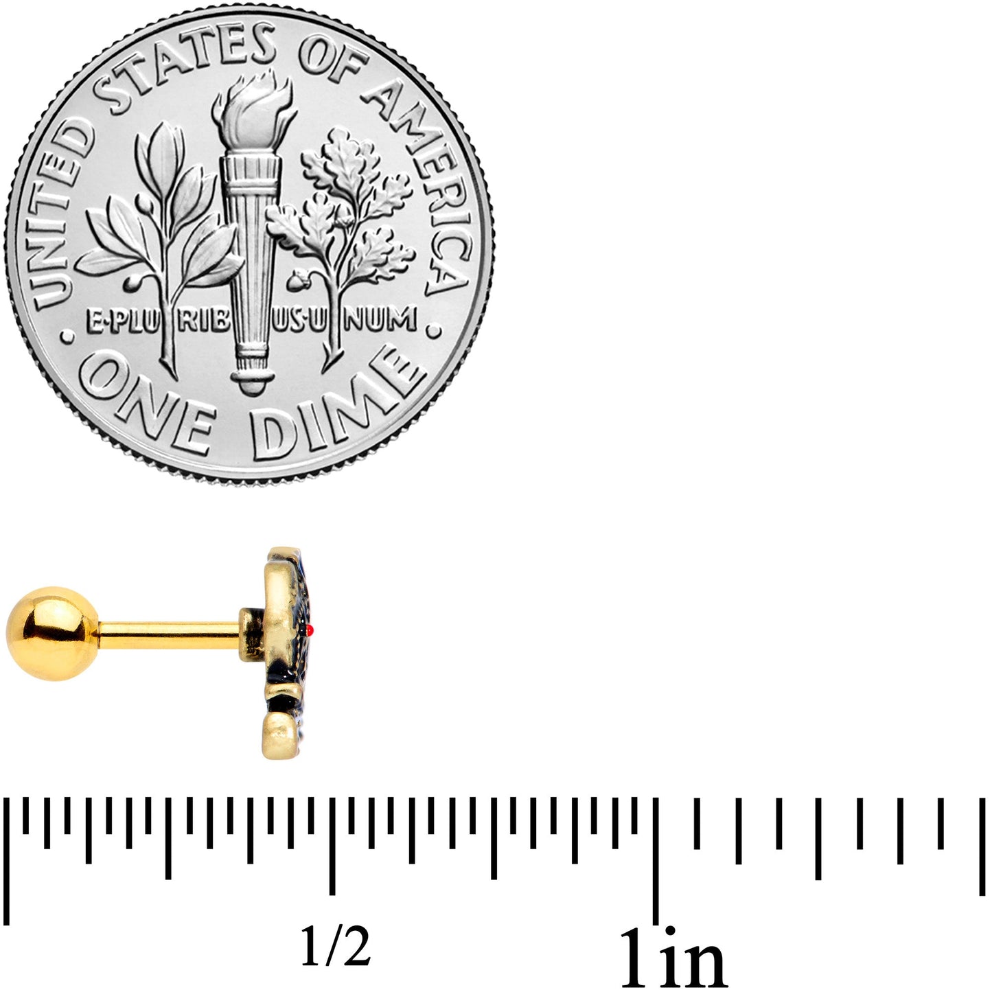 16G 1/4 Gold Tone Rococo Elephant Cartilage Tragus Earring