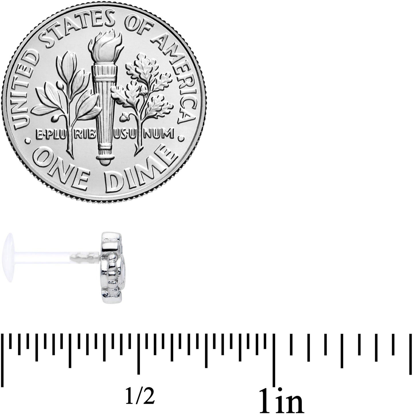 16G 5/16 Clear Gem Flexible Bioplast Teardrop Labret Monroe Tragus