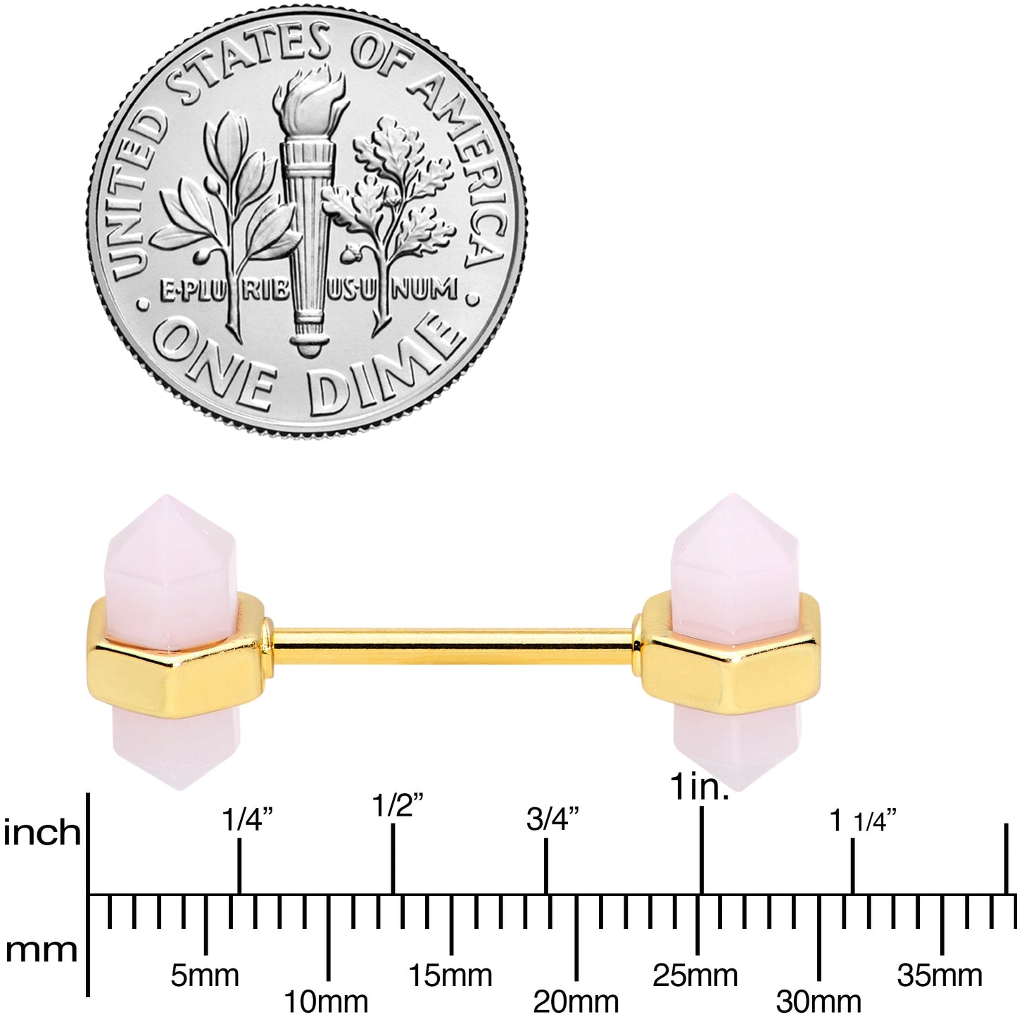 14G 5/8 Gold Tone Gem Barbell Nipple Ring Set