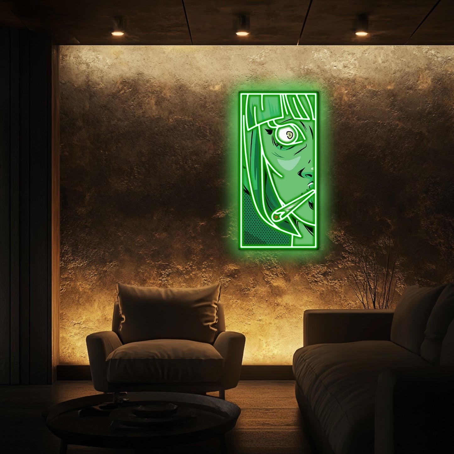 UV Printed Green Woman Neon Wall Art- LV0058