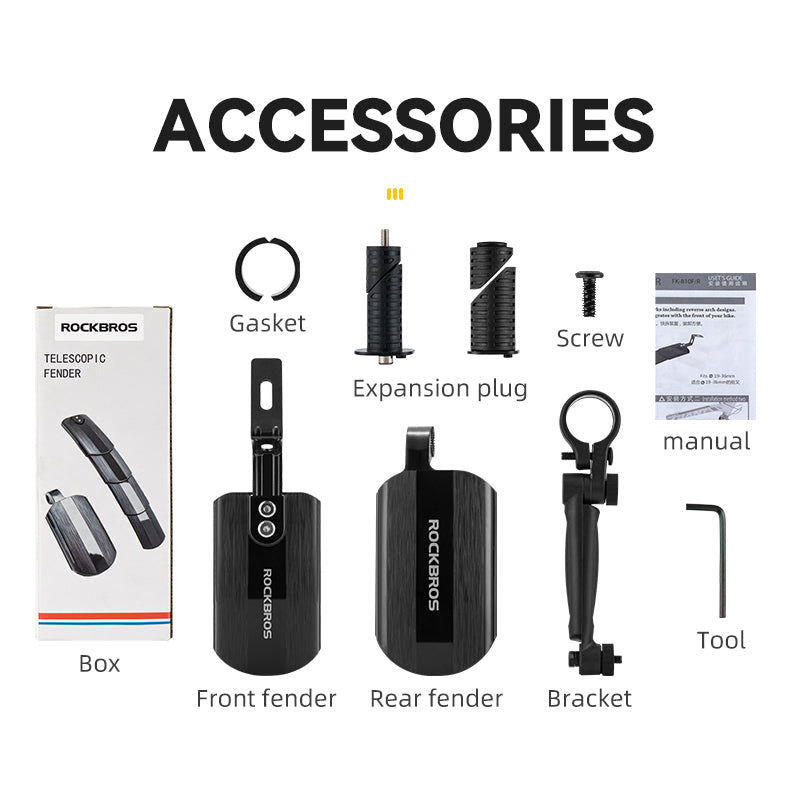 ROCKBROS Cycling Rear Fender Front Mudguard Road Mountain Bike Fender Adjustable