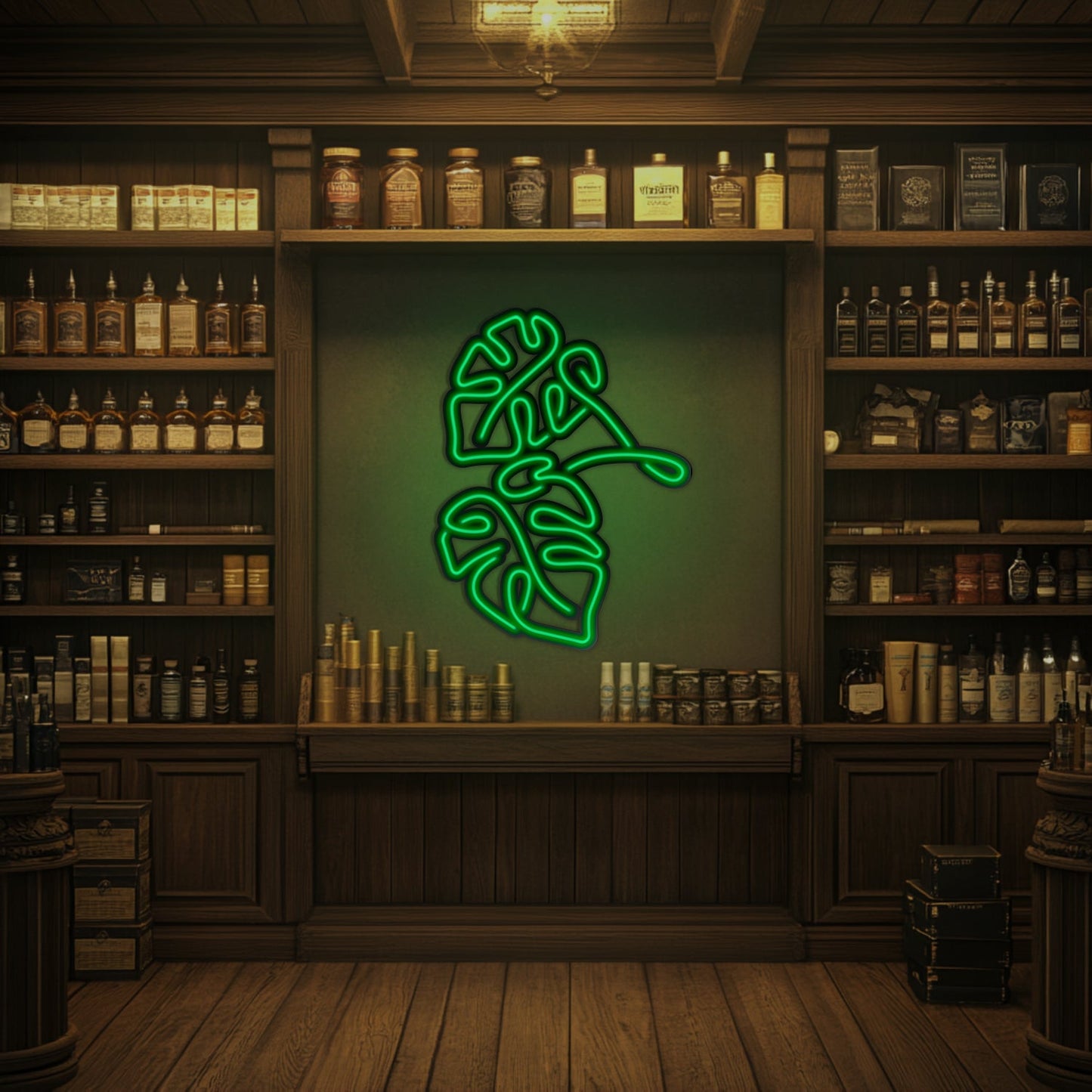 Monstera Leaf Metal Neon Wall Art- LN0006