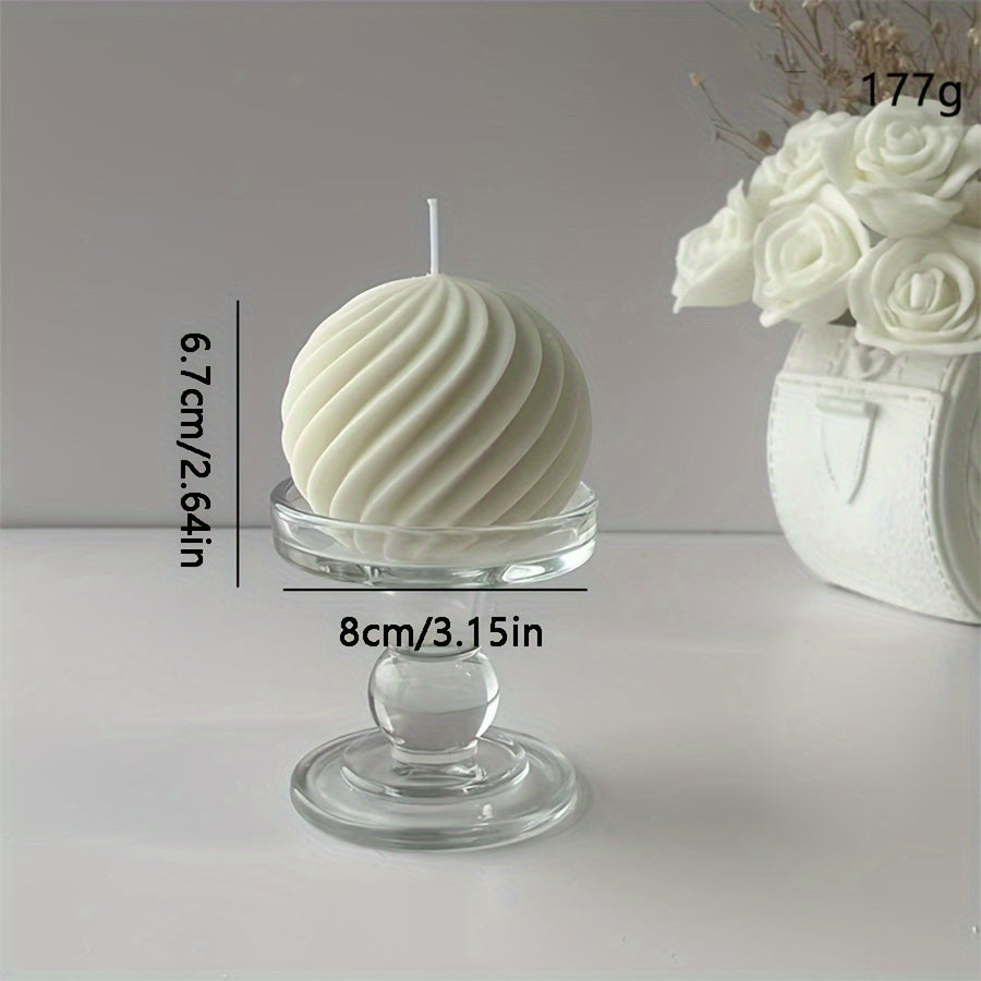 Romantic Wave Sphere Scented Candle - Sandalwood Aroma, Geometric Design for Home Decor, Perfect for Valentine's Day & Special Occasions