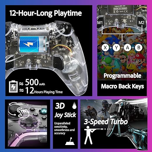 7-in-1 Multi-Platform Wireless Game Controller Set - LED RGB Breathing Lights