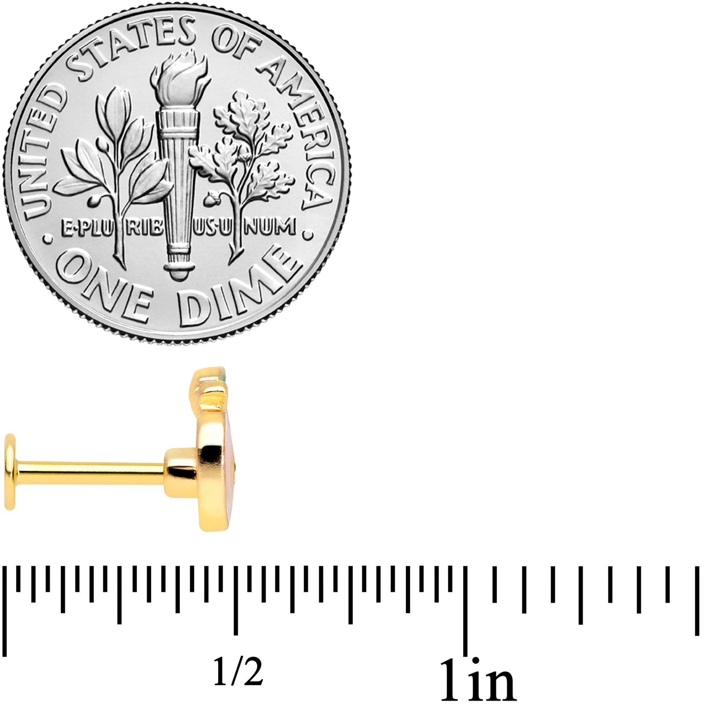 16G 5/16 Gold Tone Sweet Apple Labret Monroe Tragus