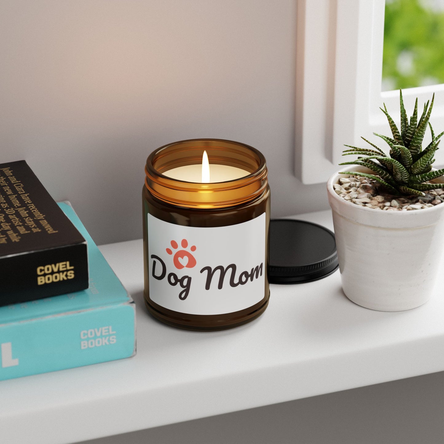 Dog Mom Soy Candle – Scented Amber Jar (Gift for Pet Lovers)
