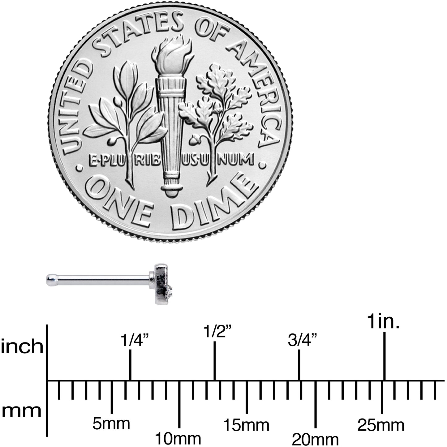 20G 1/4 Clear Gem Black Boo Halloween Nose Bone