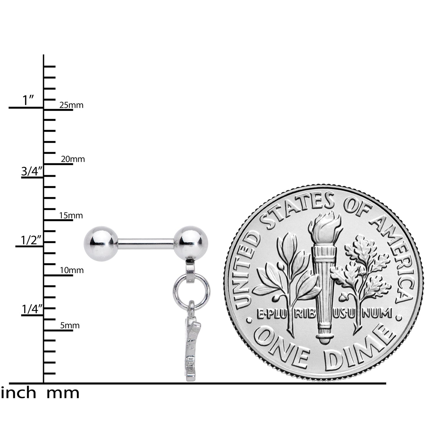 16G 1/4 Green Mummy Halloween Dangle Cartilage Earring