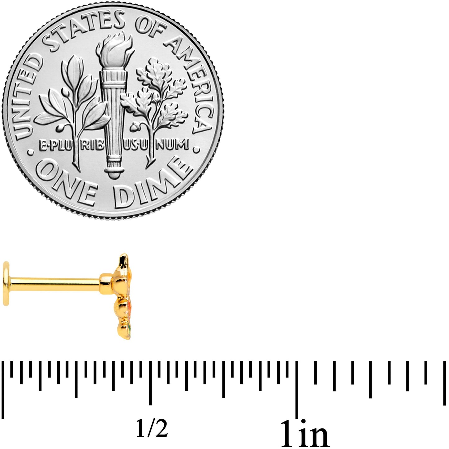 16G 5/16 Gold Tone Autumn Leaves Fall Labret Monroe Tragus