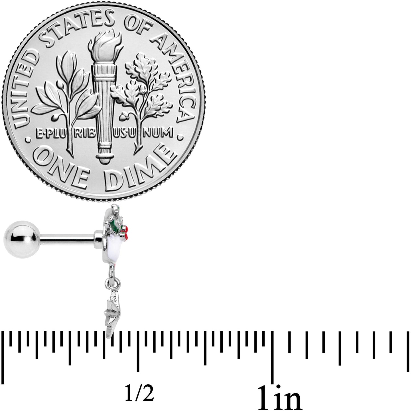 16G 1/4 Clear Gem Jolly Santa Hat Christmas Cartilage Tragus