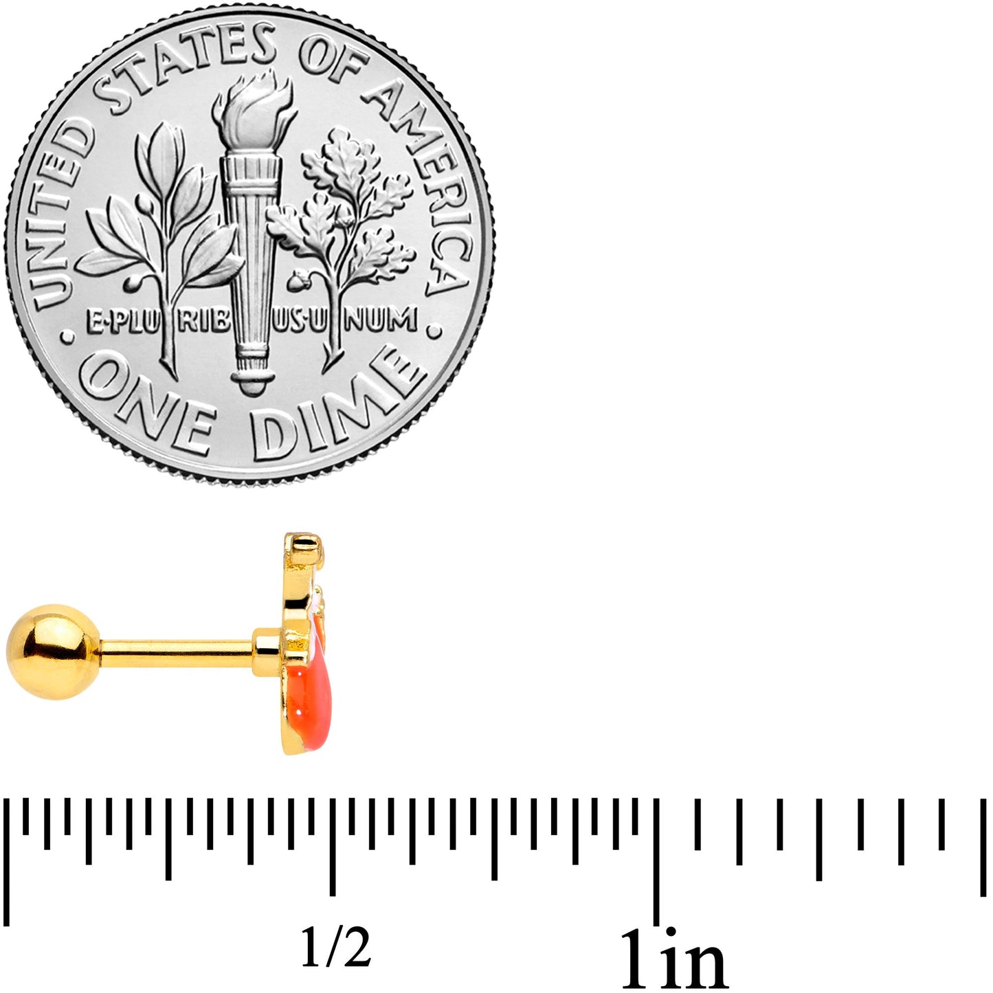 16G 1/4 Gold Tone Haunted Pumpkin Halloween Cartilage Tragus