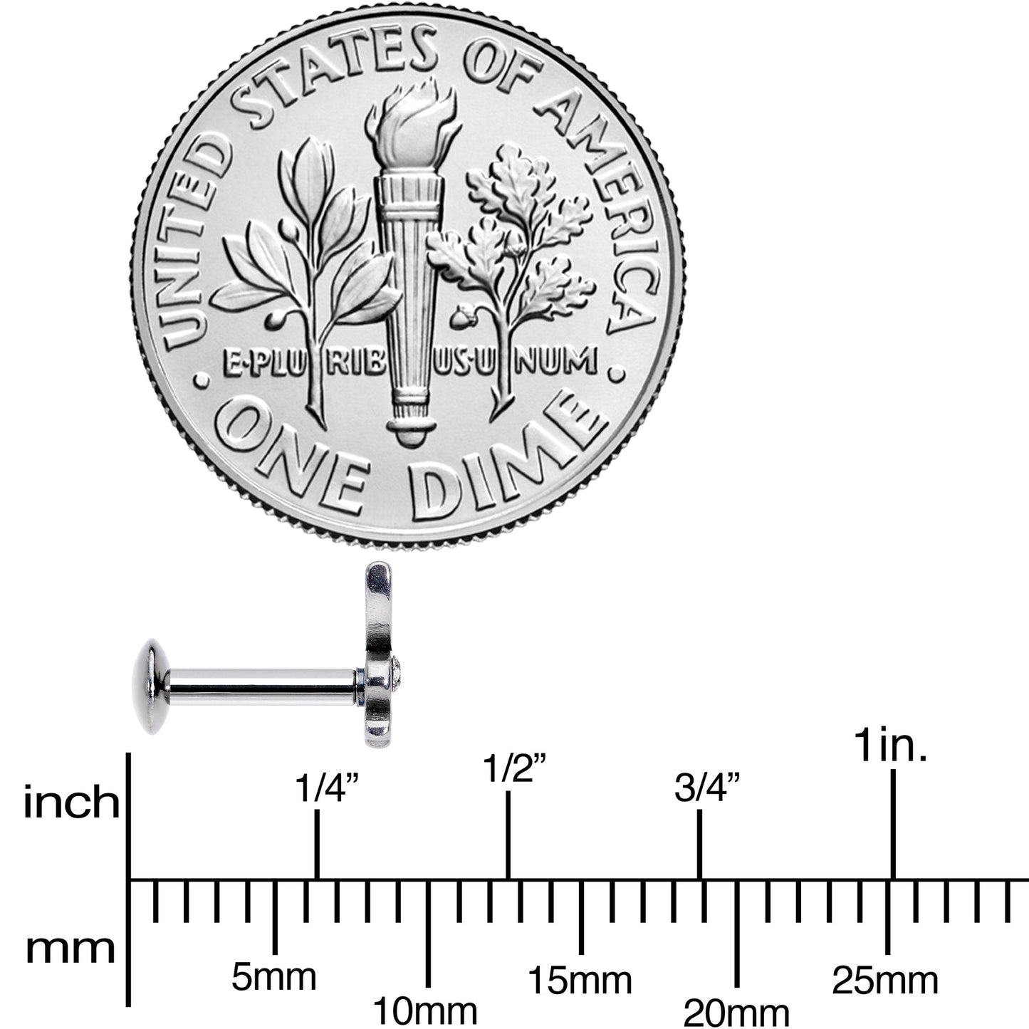 16G 1/4 Licensed Playboy Clear CZ Gem Internally Threaded Labret