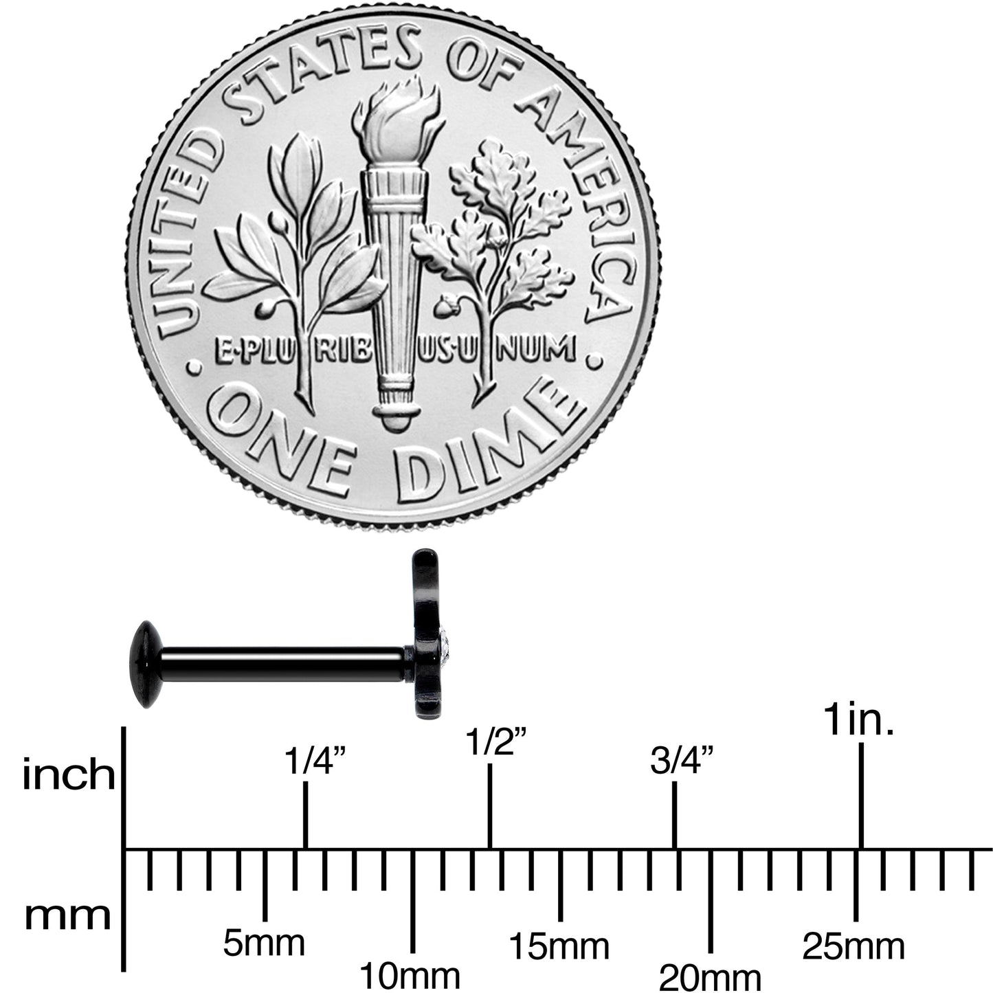 16G 5/16 Licensed Playboy Clear CZ Black Internal Thread Labret