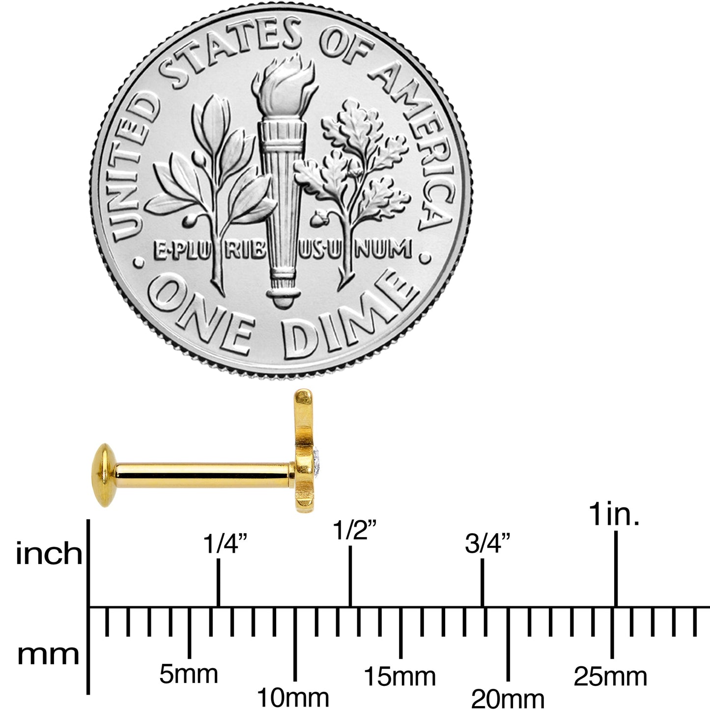 16G 5/16 Licensed Playboy CZ Gem Gold Tone Internal Thread Labret