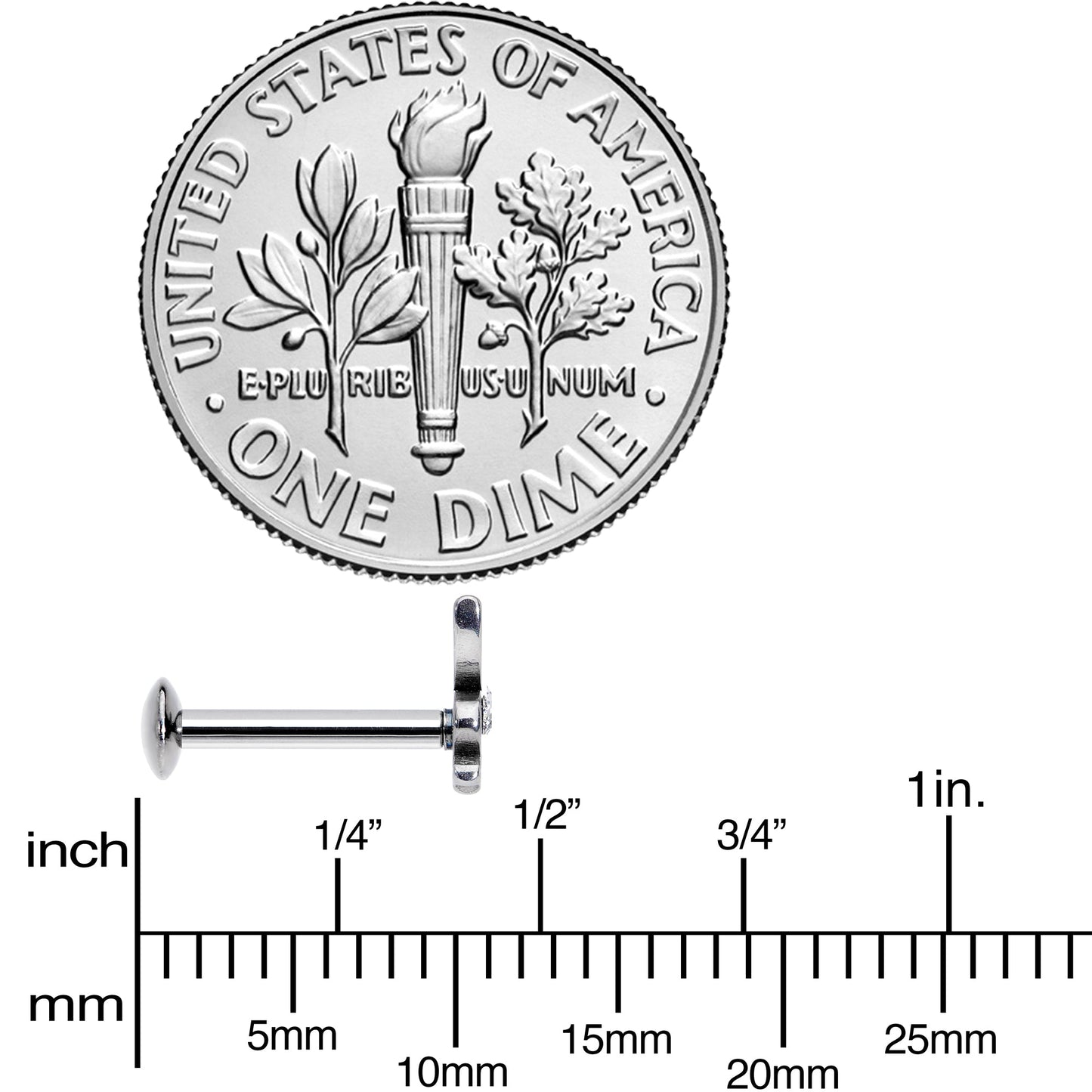 16G 5/16 Licensed Playboy CZ Gem Internally Threaded Labret