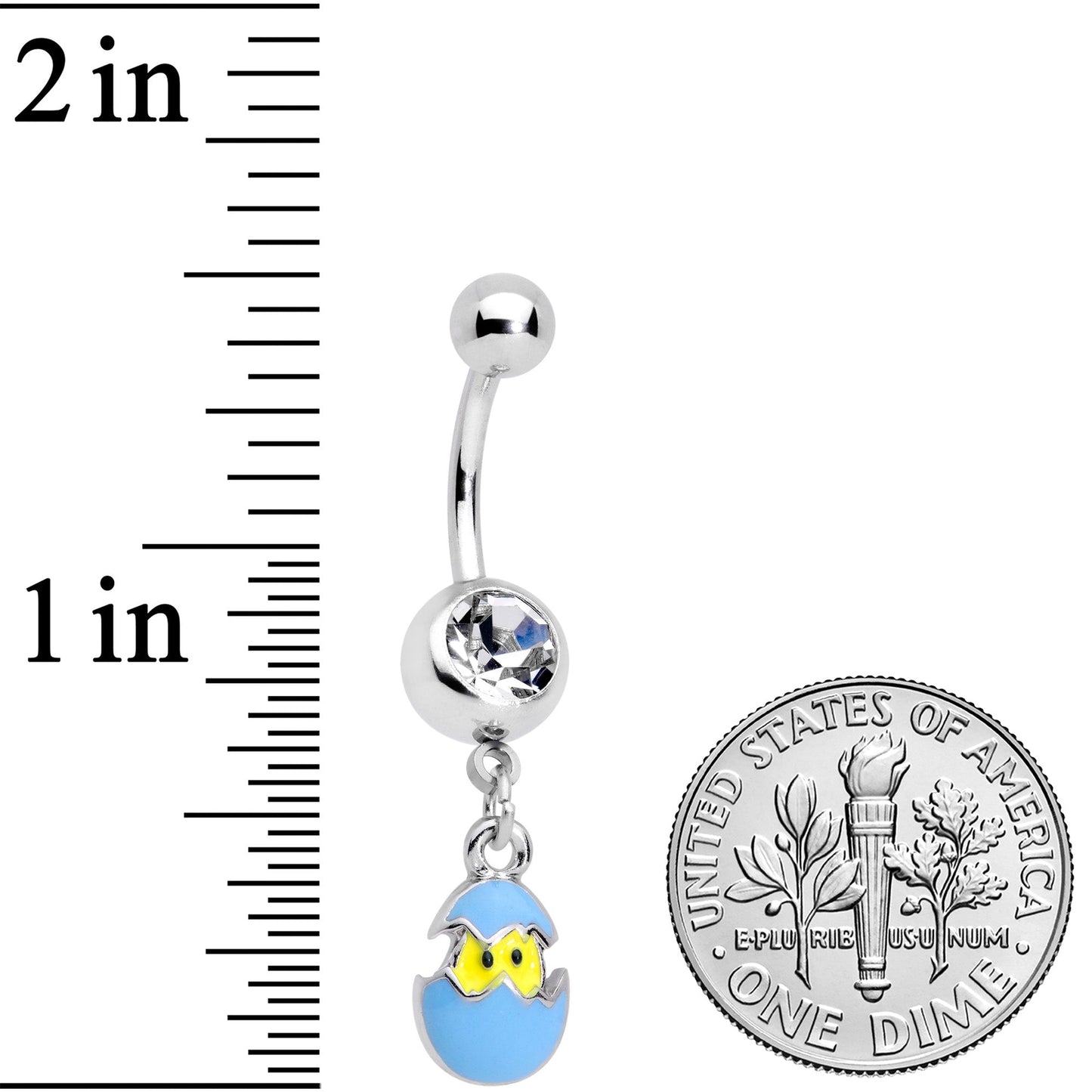 Clear Gem Blue Easter Egg Chick Dangle Belly Ring
