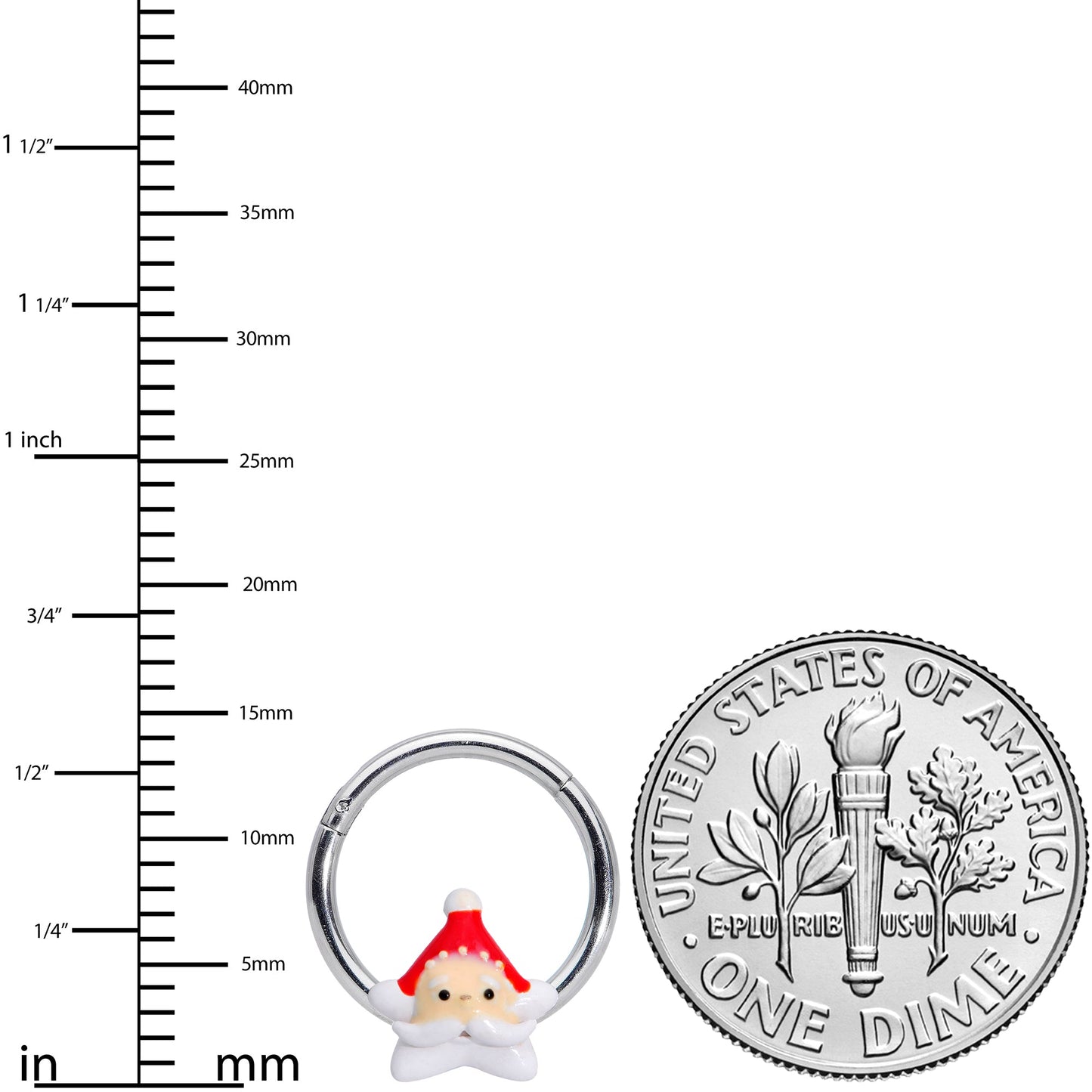 16G 3/8 Santas Beard Christmas Hinged Segment Ring