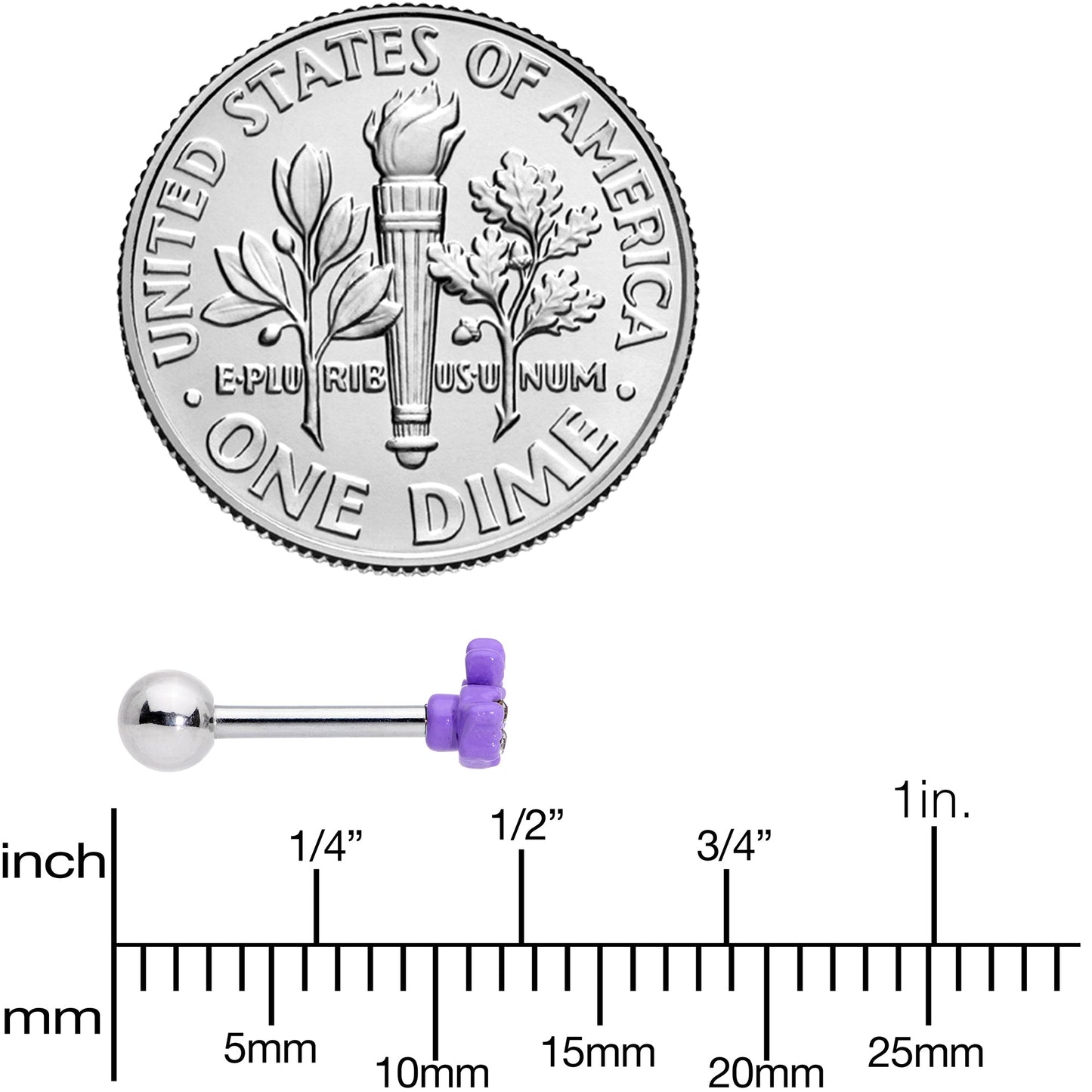 16G 1/4 Clear Gem Purple Easter Bunny Cartilage Tragus Earring