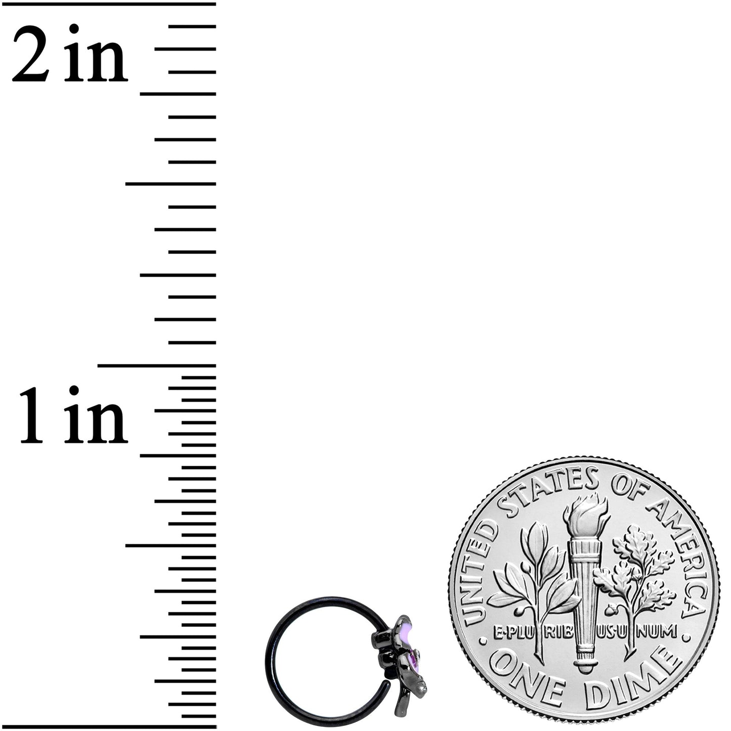 20G 5/16 Clear Gem Black Purple Iris Flower Nose Hoop