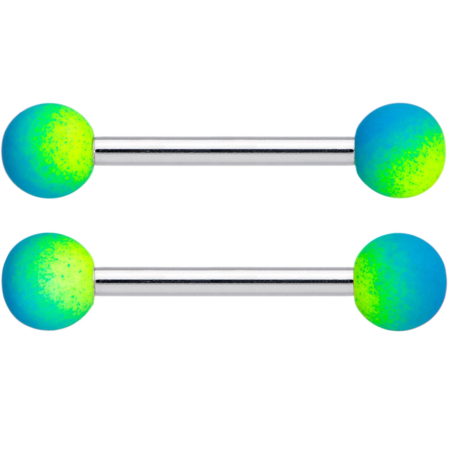 14G 9/16 Yellow Blue Ombre Soft Finish Barbell Nipple Ring Set