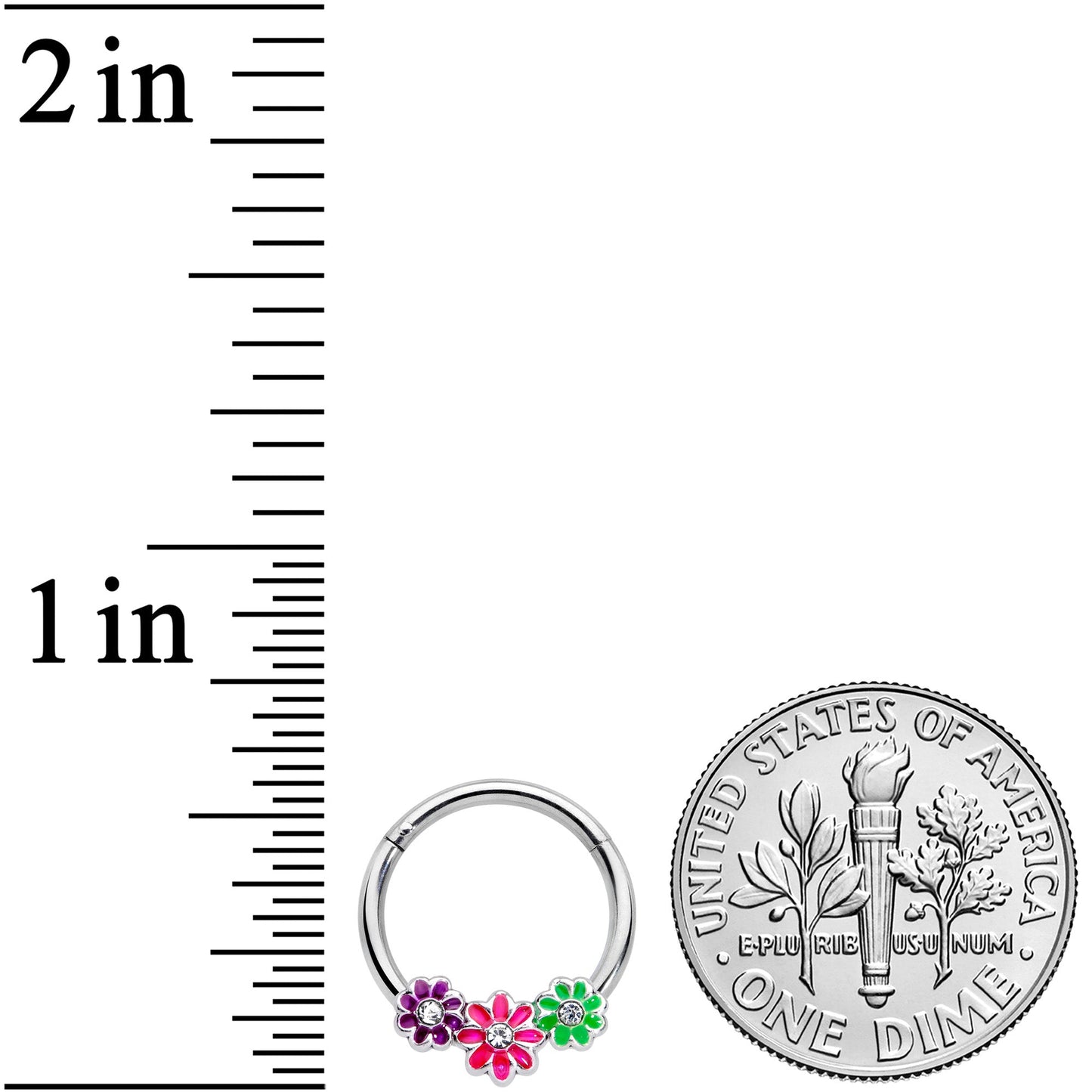 16G 3/8 Clear Gem Floral Garland Hinged Segment Ring