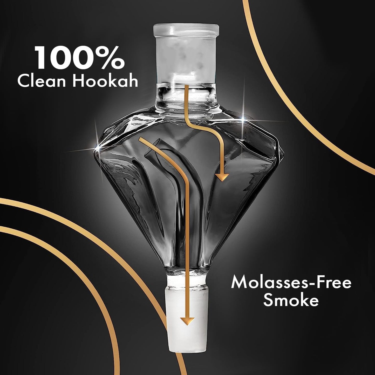 Shisha Molasses Catcher Diamond - Black Diamond - for All Shishas with 18/8 Cut, Extra Hardened Borosilicate Glass in Black, 100% More Draft and Clean Water Pipe