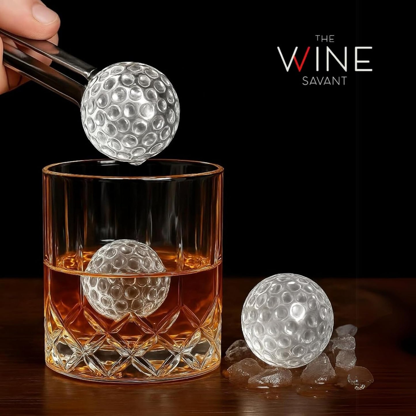 Golf Ball Whiskey Coolers - Pack of 5 - Men's Gift Set; Golfer's Whiskey Chill Stones, Reusable Cooling Balls; Includes 4 Chilling Stones - Ideal Golf-Themed Gift for Men + Metallic Tongs & Gift Box