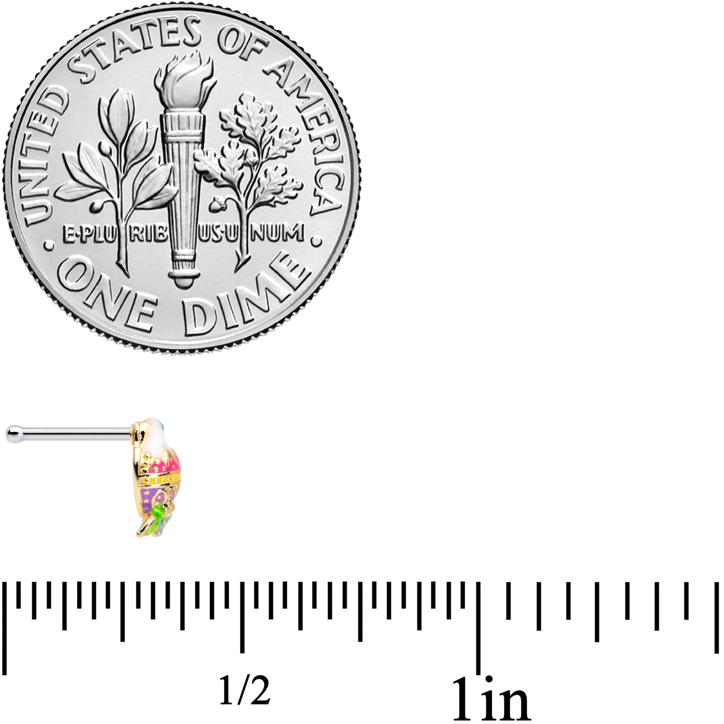 20G 1/4 Yellow Pink Hatched Easter Chick Nose Bone