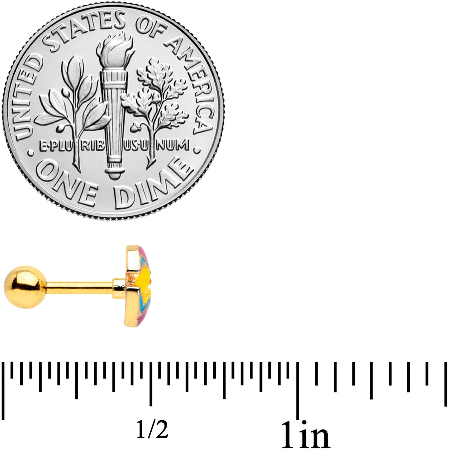 16G 1/4 Gold Tone Red Fancy Easter Chick Cartilage Tragus Earring