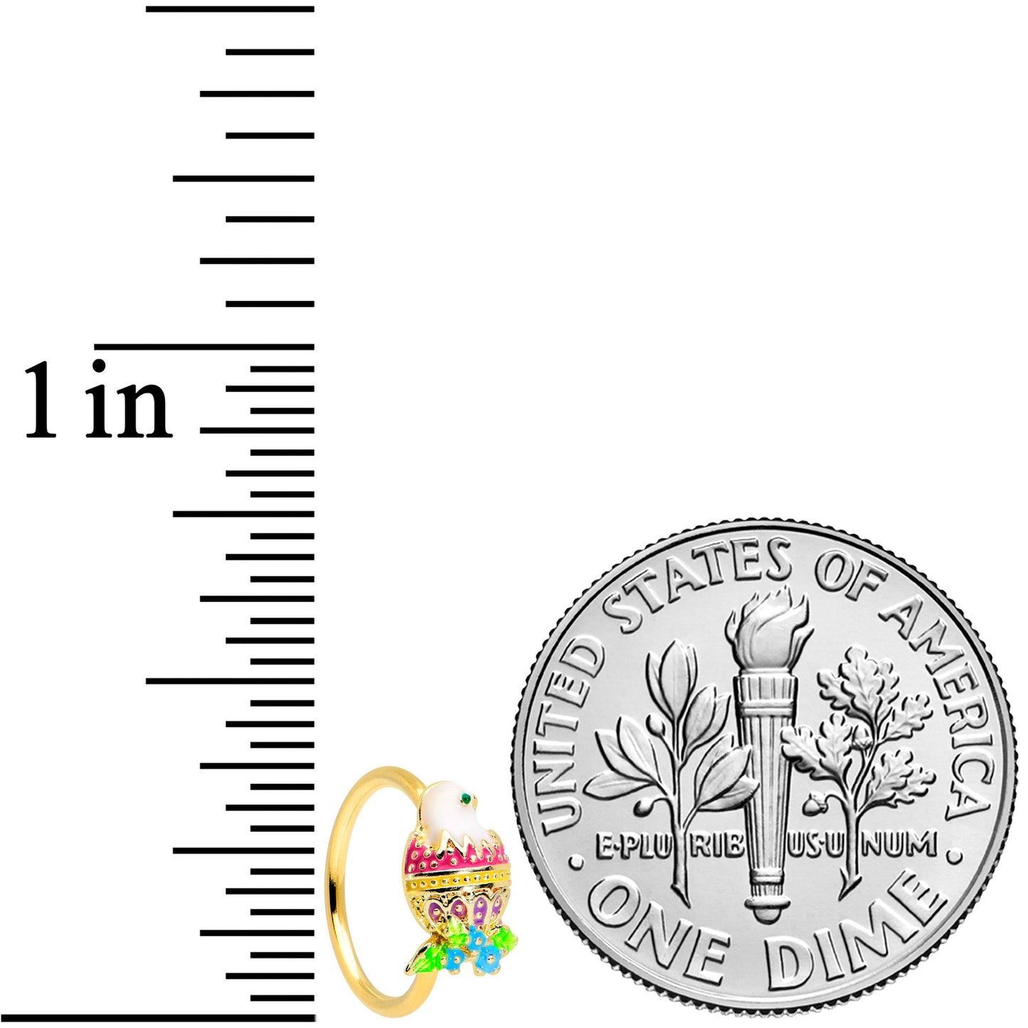 20G 5/16 Gold Tone Hatched Chick Easter Egg Nose Hoop