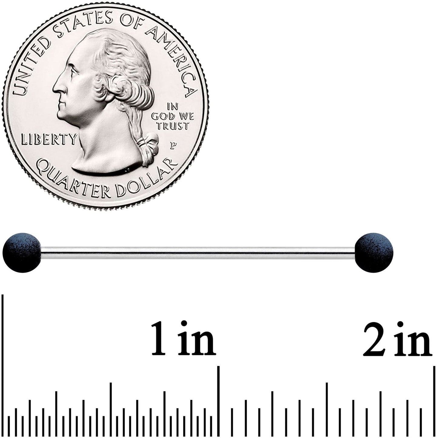 14G Blue Black Ombre Soft Finish Industrial Barbell 38mm Set of 4