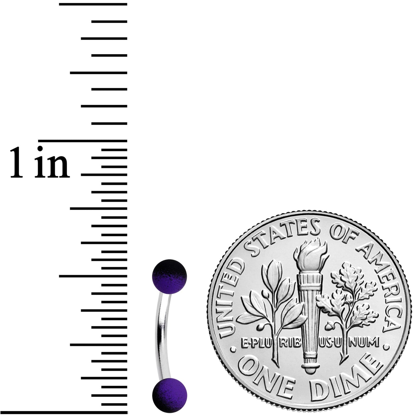 16G 5/16 Purple Black Ombre Soft Finish Curved Eyebrow Ring