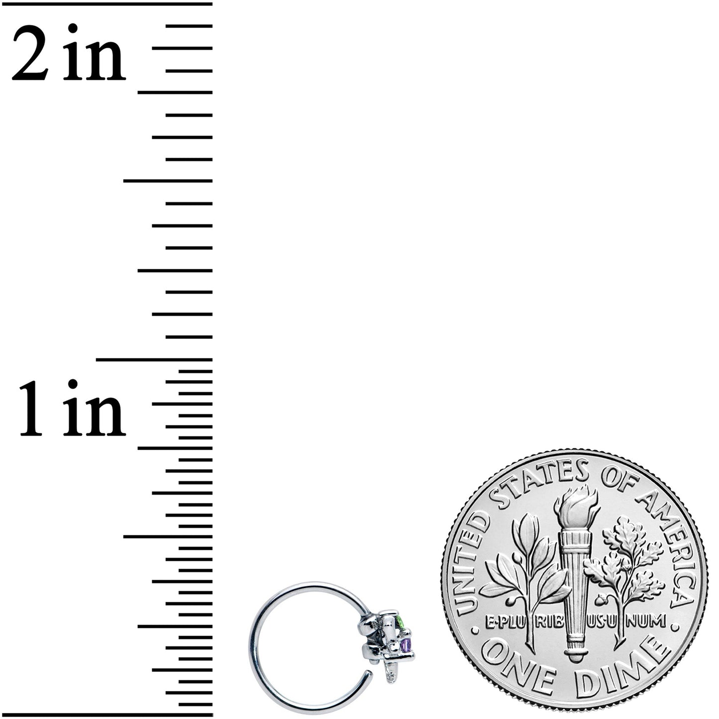 20G 5/16 Green Purple Gem Dragonfly Nose Hoop