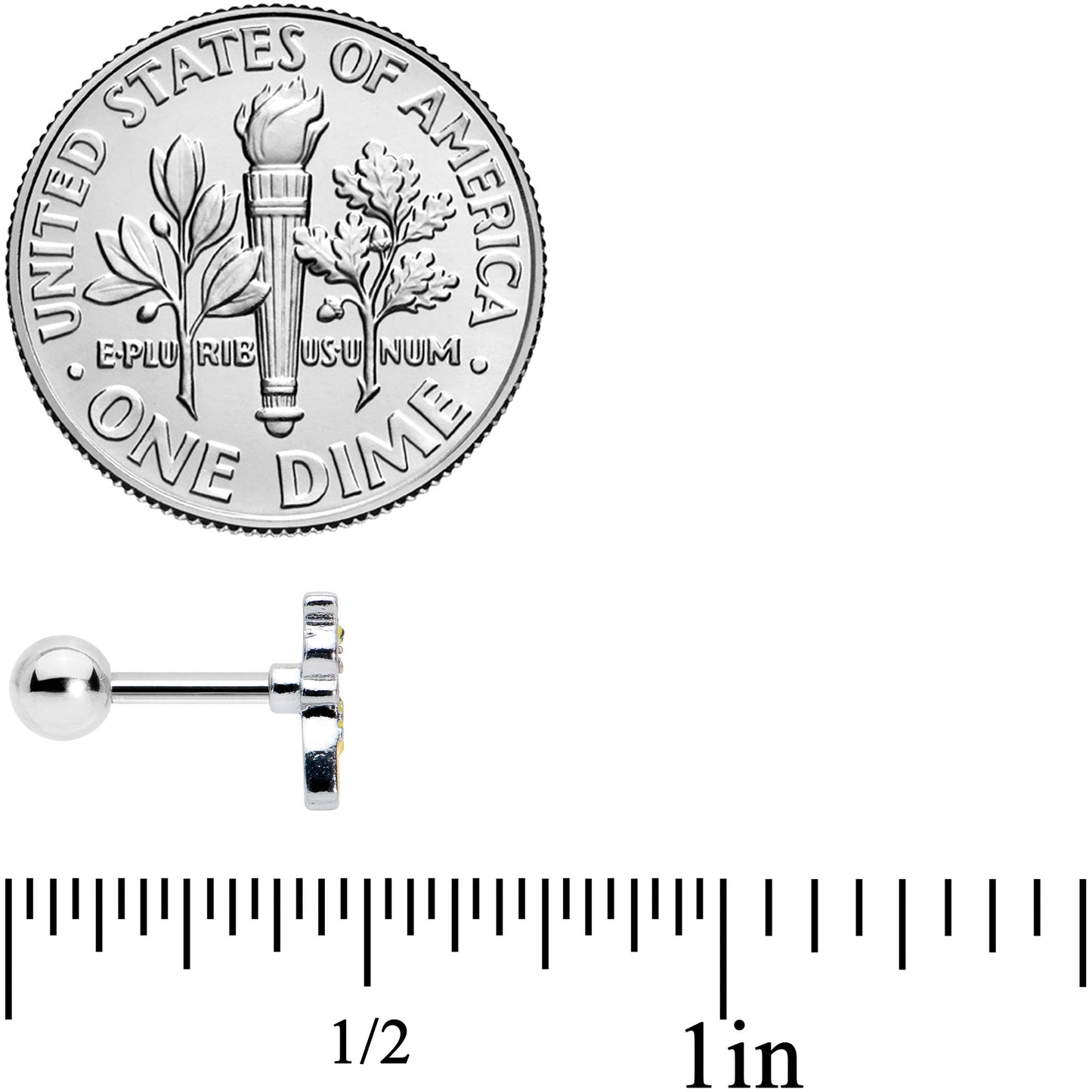 16G 1/4 Bow Tie Yellow Red Giraffe Cartilage Tragus Earring