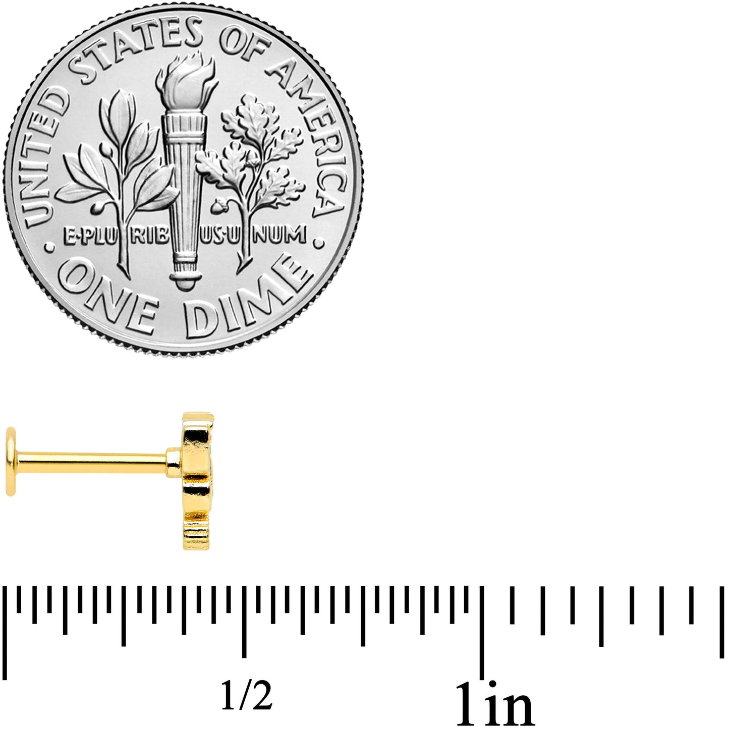 16G 5/16 Clear CZ Gem Gold Tone Butterfly Green Labret Monroe Tragus