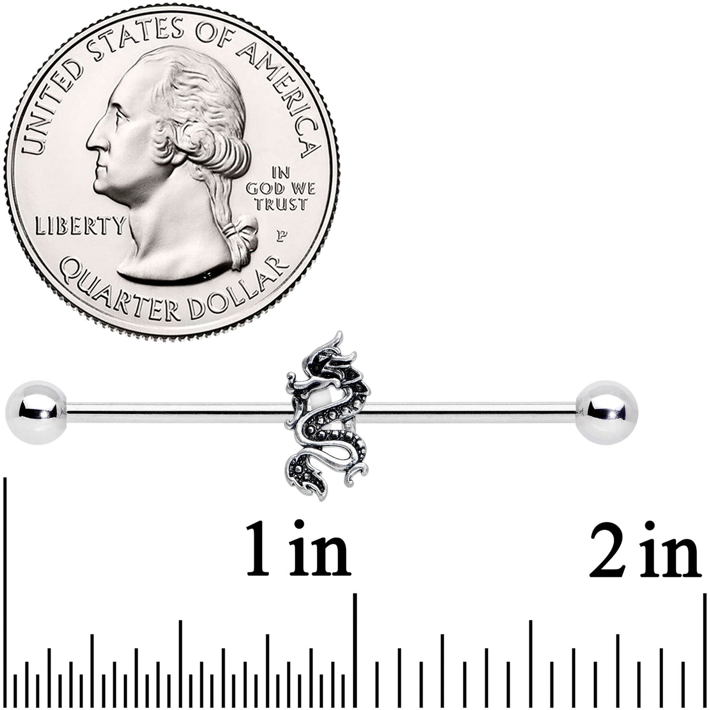 14G Regal Medieval Dragon Industrial Barbell 38mm