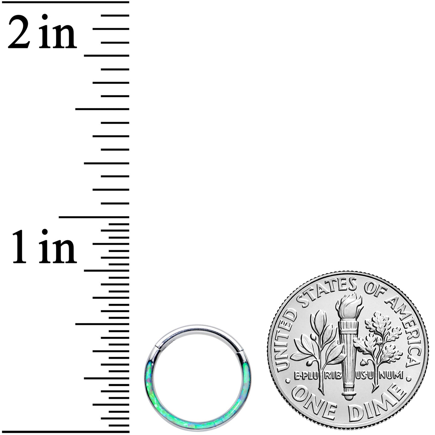 16G 3/8 Green Synthetic Opal Wider Curve Hinged Segment Ring