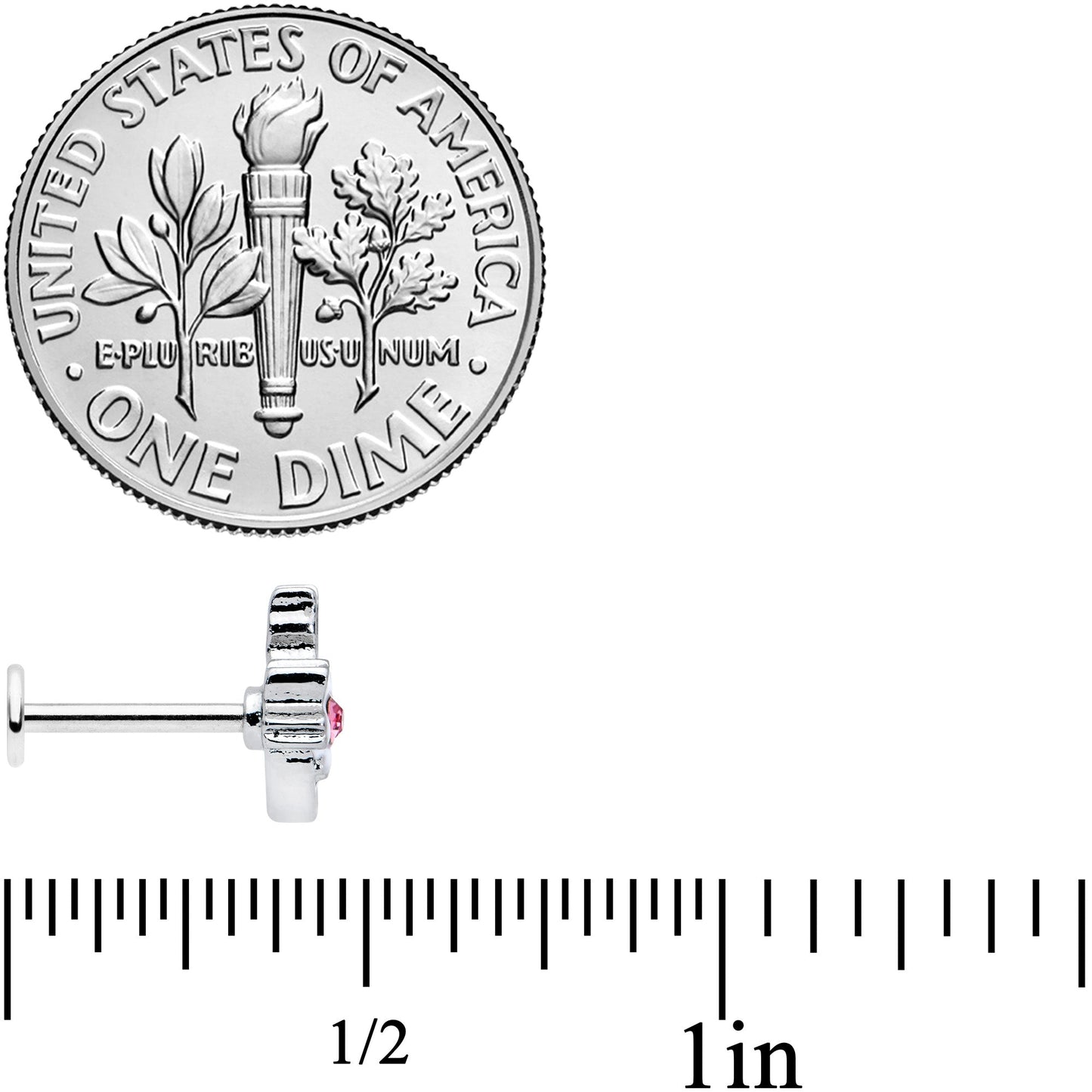 16G 5/16 Pink Gem Black Cat White Flowers Labret Monroe Tragus