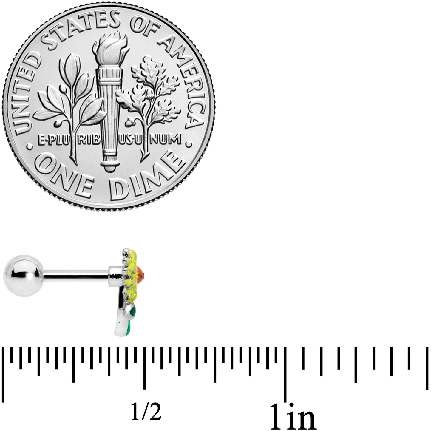 16G 1/4 Sunny Yellow Sunflower Cartilage Tragus Earring