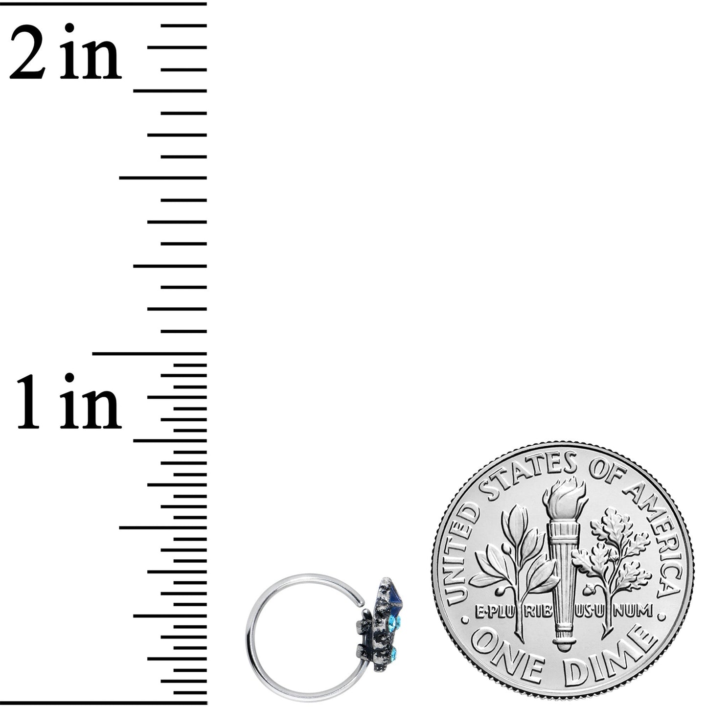 20G 5/16 Blue Gem Rococo Blue Nose Hoop