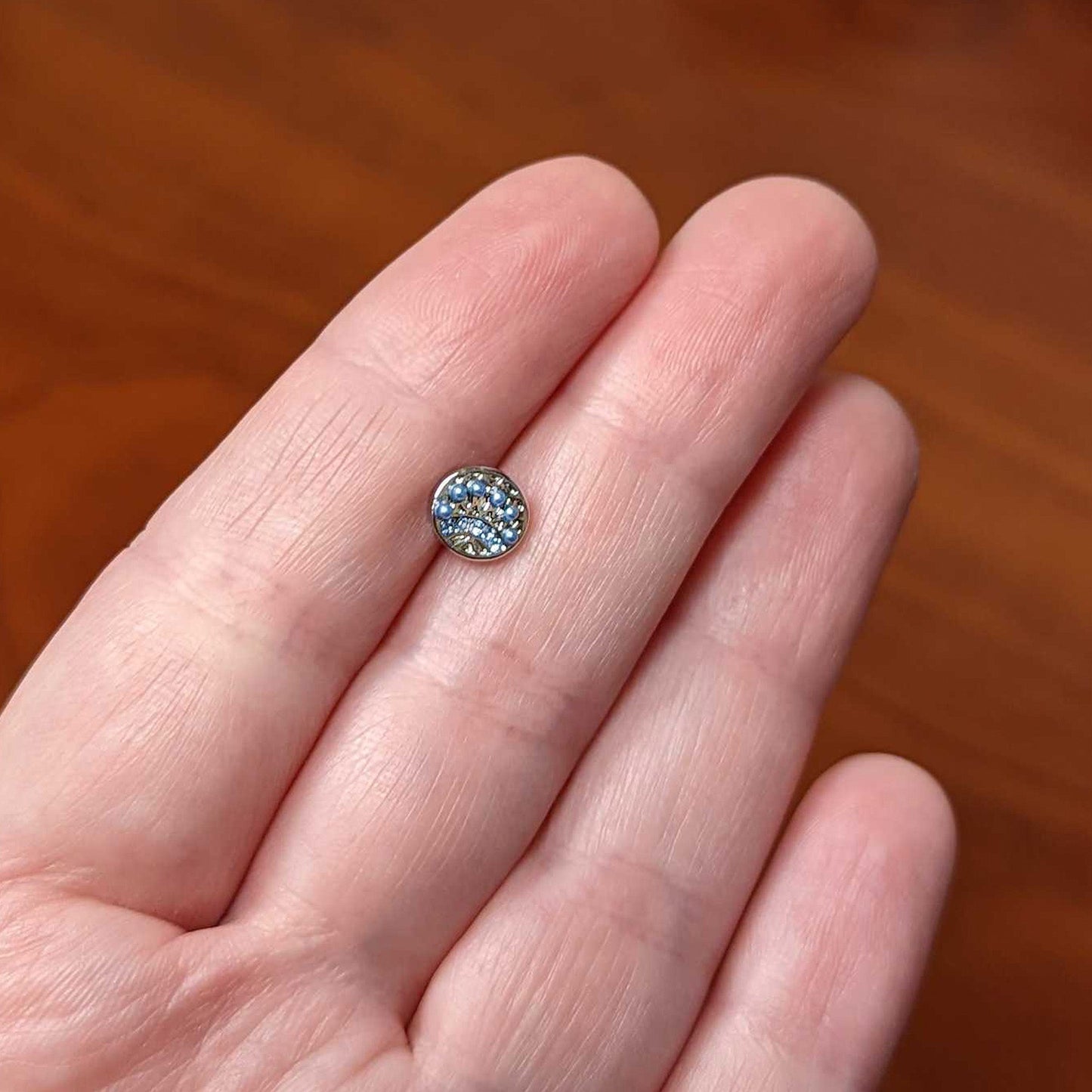 16G 5/16 Blue Gem Geometric Blues Pattern Labret Monroe Tragus