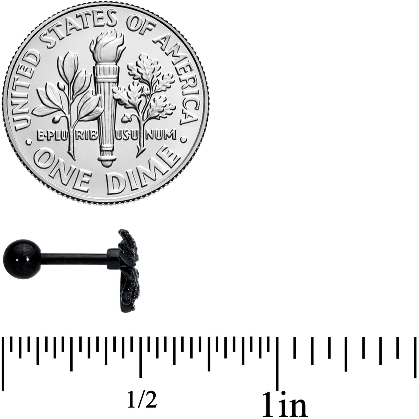 16G 1/4 Yellow Gem Black Spider Halloween Cartilage Tragus Earring