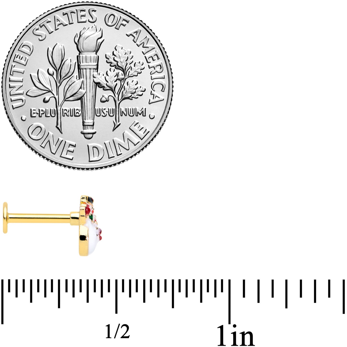 16G 5/16 Gold Tone Waving Snowman Christmas Labret Monroe Tragus