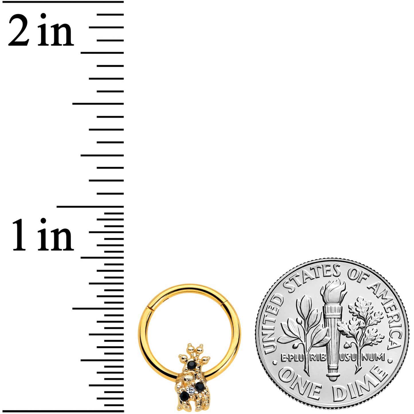 16G 3/8 Black Gem Gold Tone Decadent Deer Hinged Segment Ring