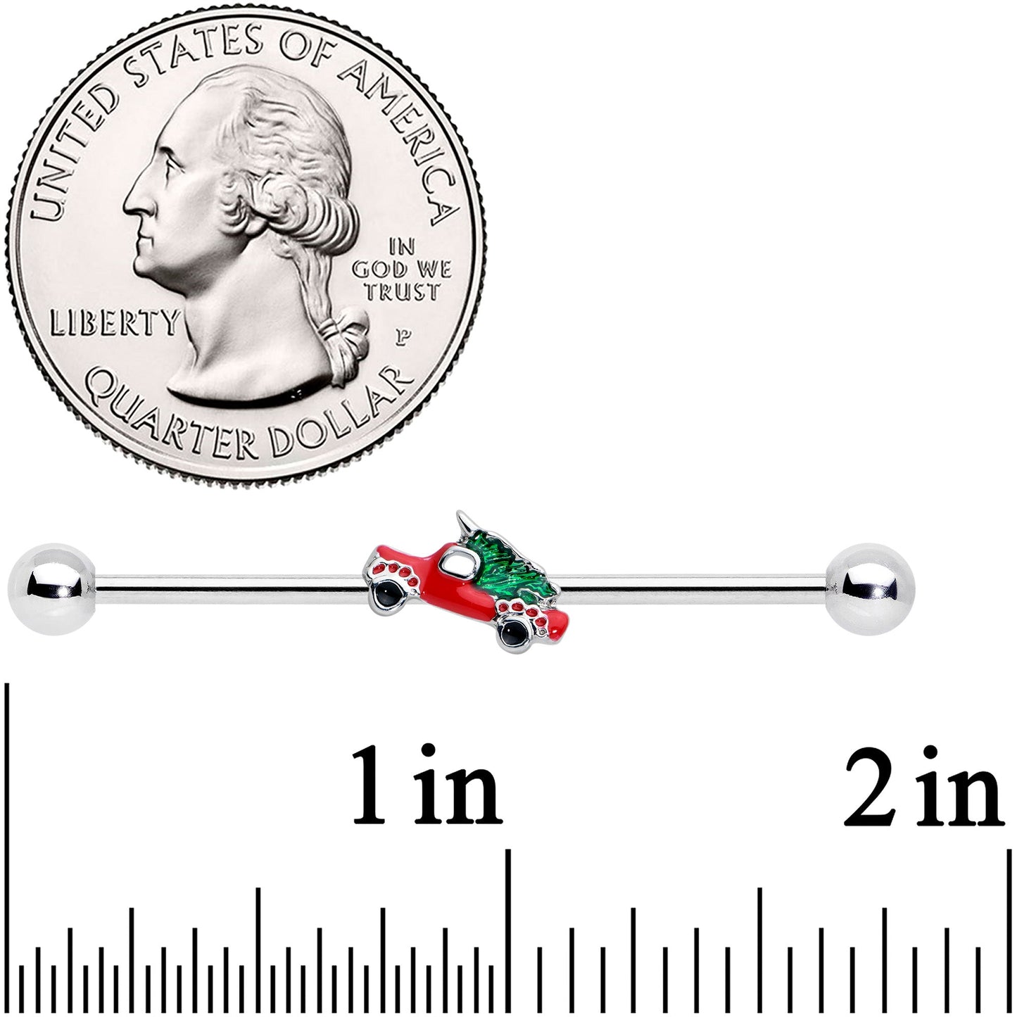 14G Christmas Tree in a Truck Industrial Barbell 38mm